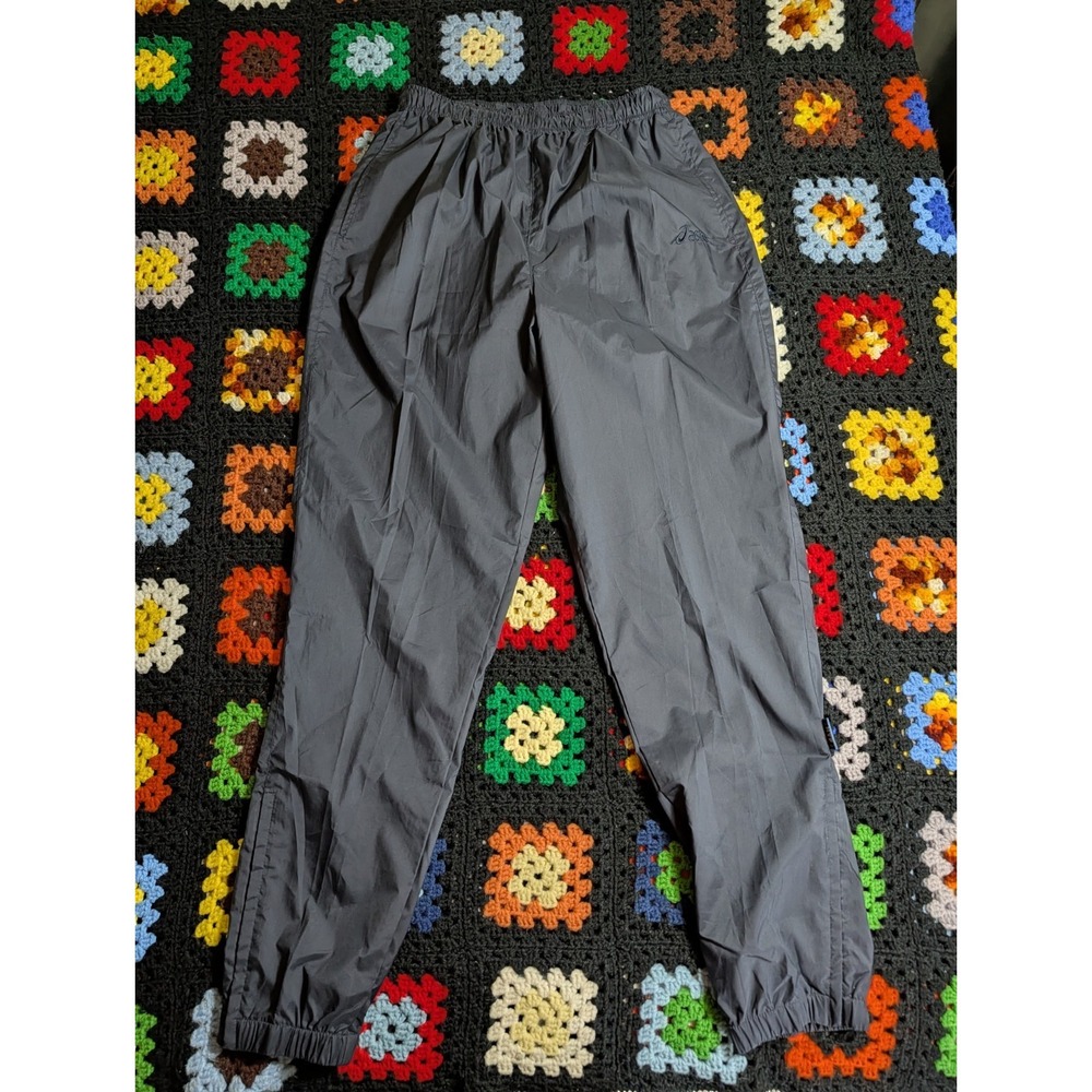 ASICS Vintage Womens Nylon Track Pants Training Black Joggers New 1990s Y2K